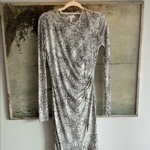 Leith Midi Snake Print Mesh Dress